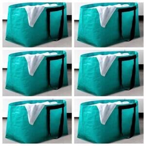 6 SET NEW LIMITED EDITION IKEA MINT GREEN TURQUOISE Large Shopping Bag